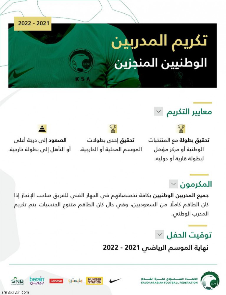 3 معايير لتكريم المدربين السعوديين