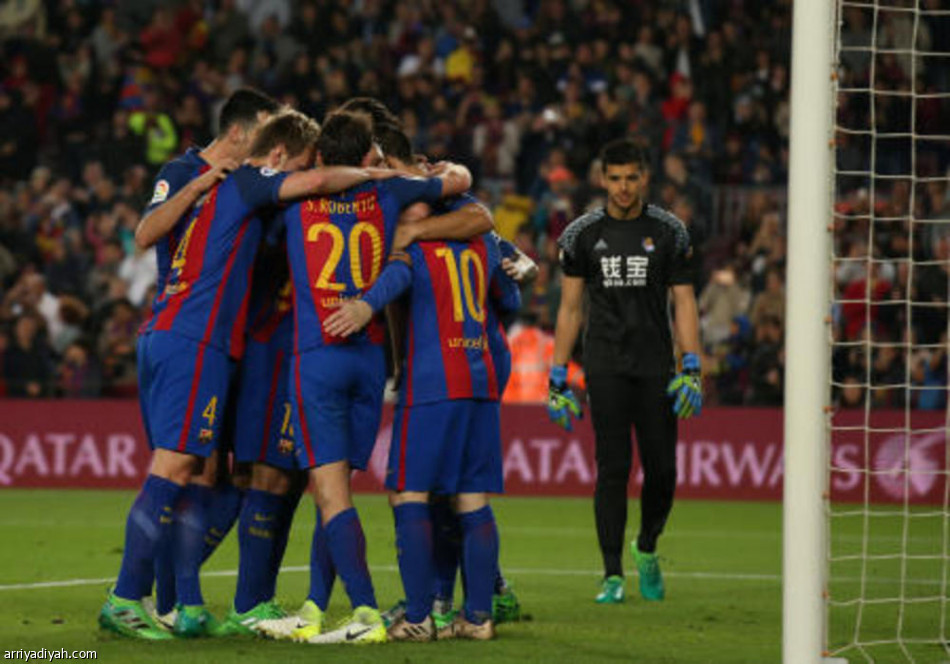 ميسي يقود برشلونة للانتصار على سوسيداد في الدوري الأسباني